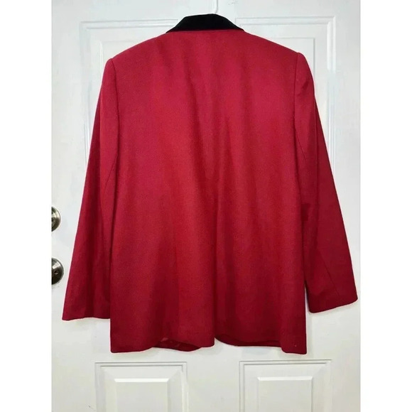 SAG HARBOR Vintage Red Wool Blazer Jacket Velvet Neck One Button Lined 6 Petite - Picture 3 of 9